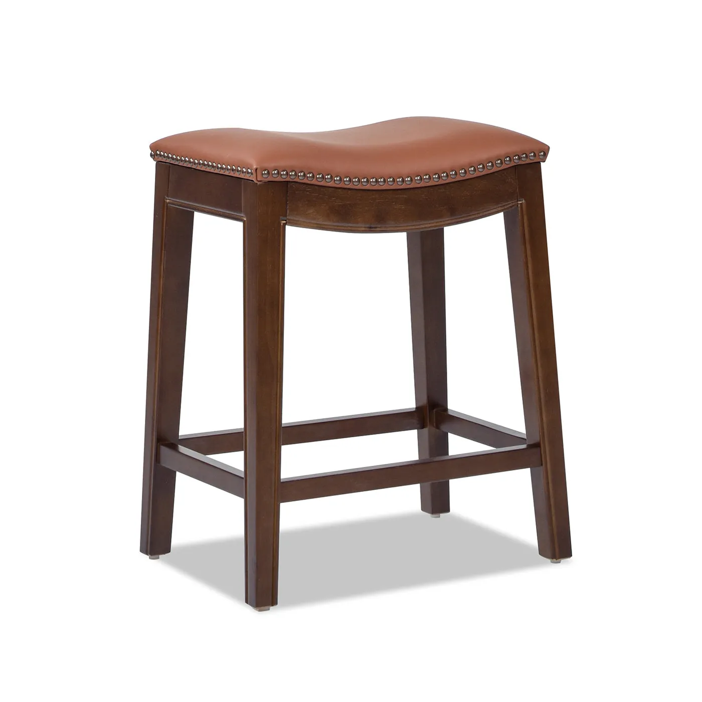 24.5" Leather Saddle Counter Stool: Durable, Stylish, Space-Saving