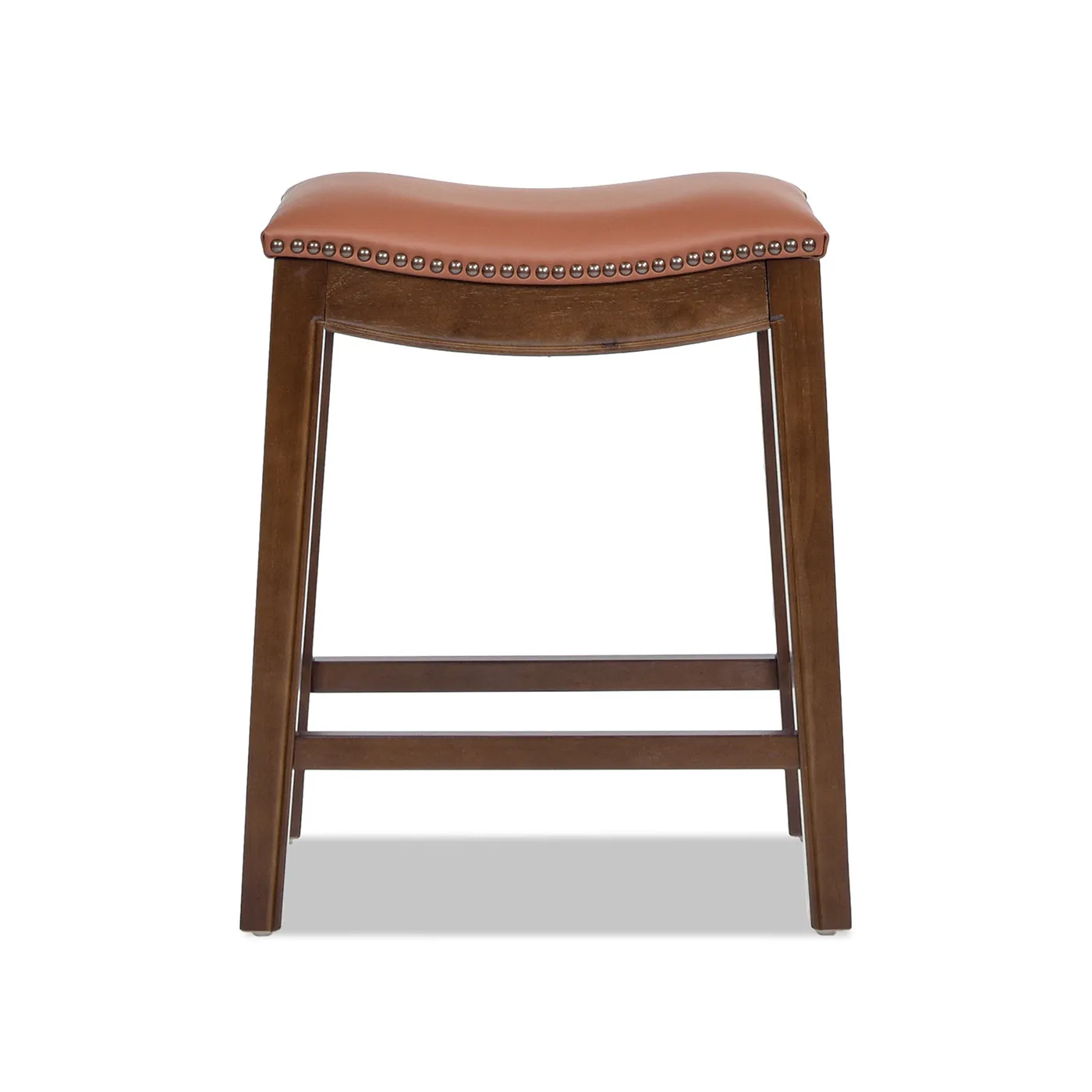 24.5" Leather Saddle Counter Stool: Durable, Stylish, Space-Saving