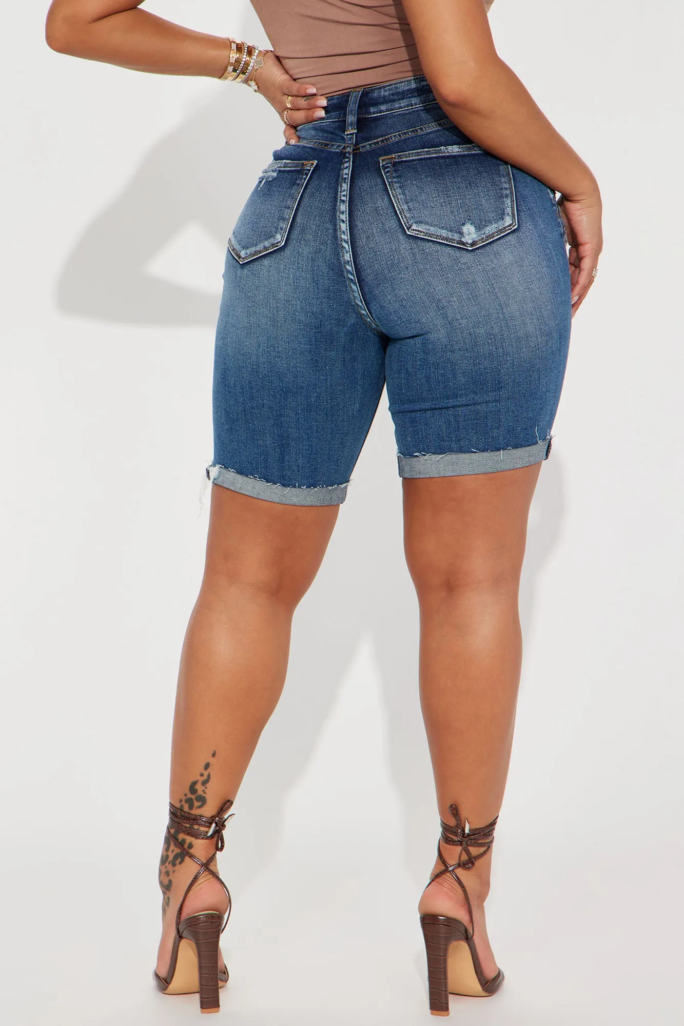Almost There Stretch Denim Bermuda Shorts - Dark Wash