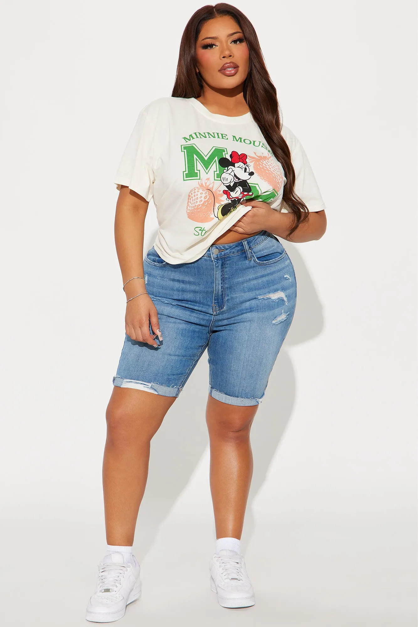 Almost There Stretch Denim Bermuda Shorts - Medium Wash