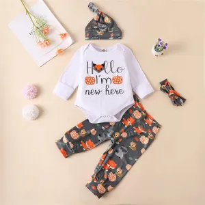 Baby Unisex Cartoon Fox Print Romper & Pants Sets Wholesale Baby Outfits