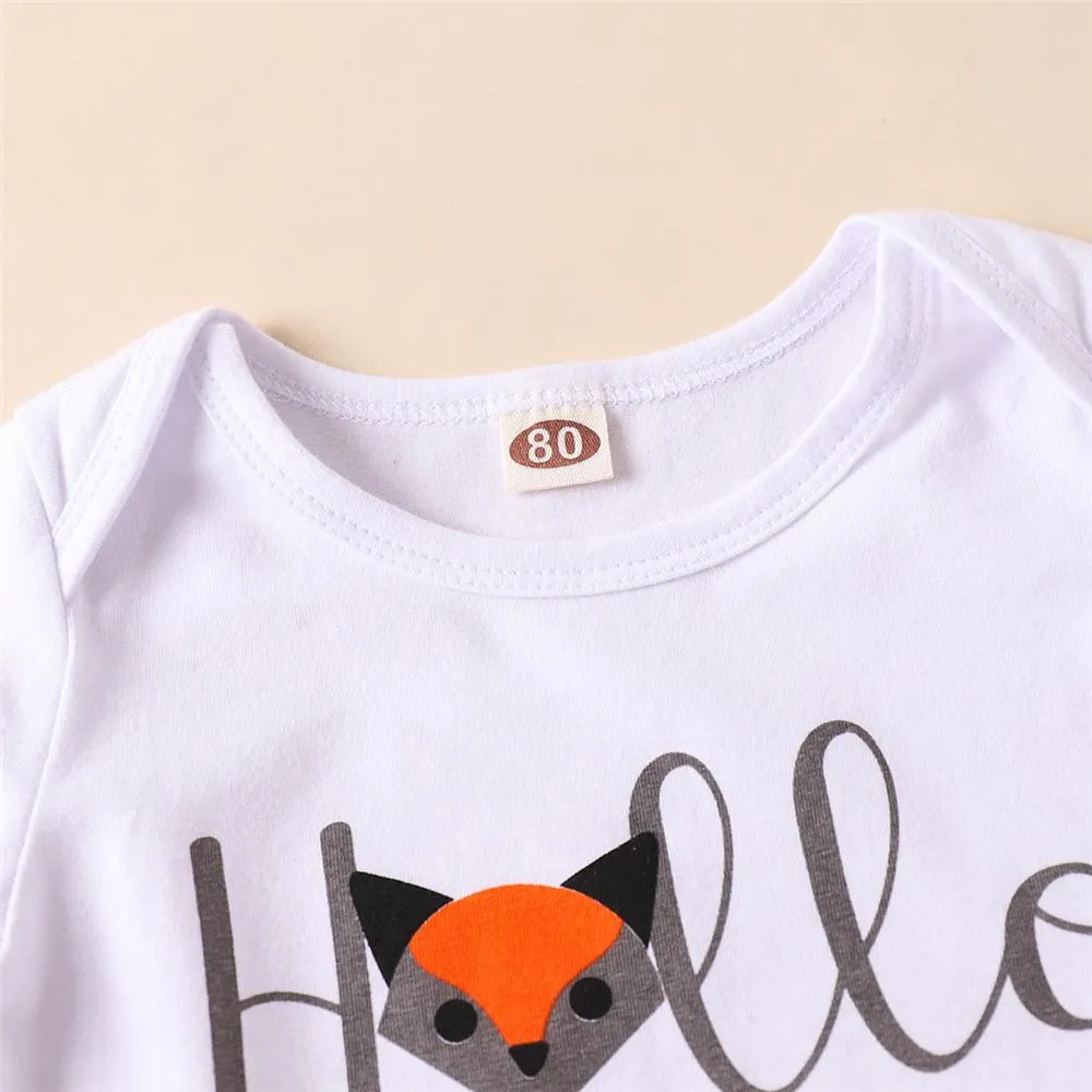 Baby Unisex Cartoon Fox Print Romper & Pants Sets Wholesale Baby Outfits