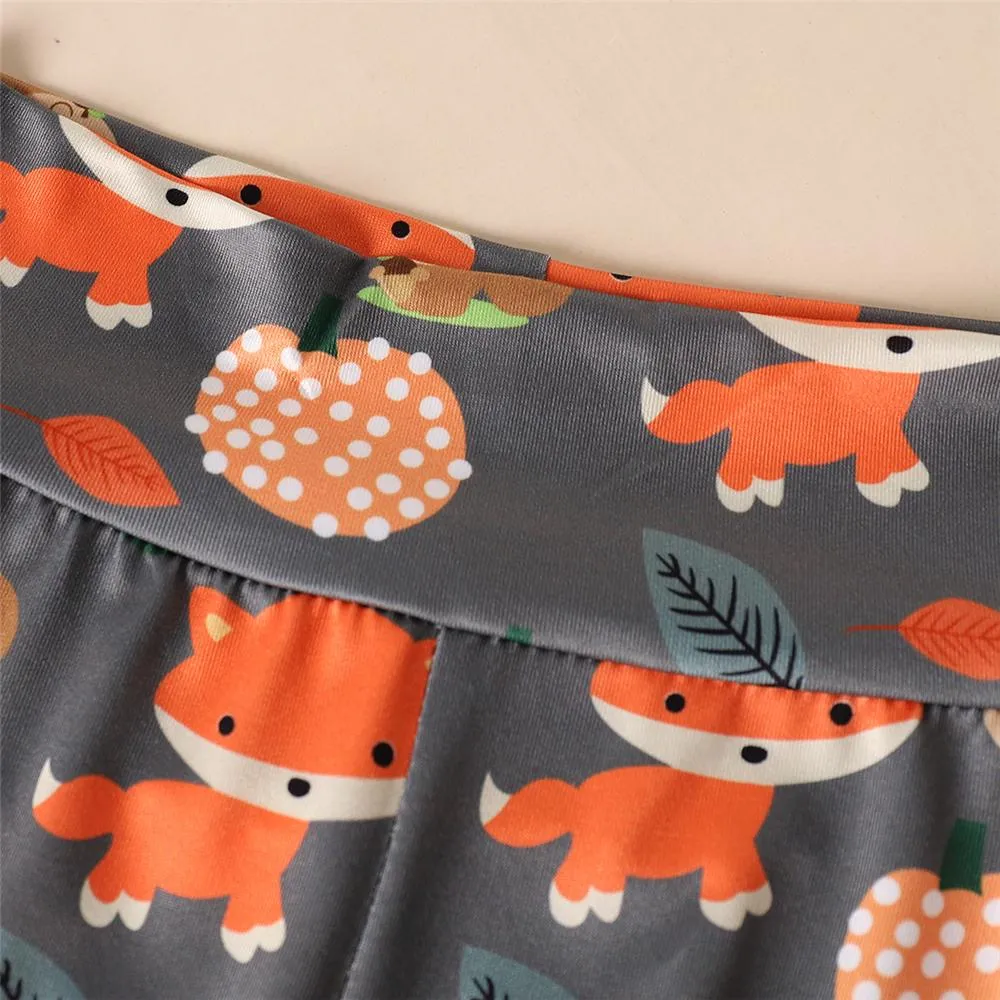 Baby Unisex Cartoon Fox Print Romper & Pants Sets Wholesale Baby Outfits