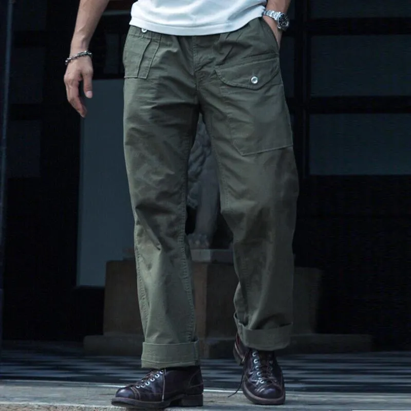 BACKWOODS | Men's Vintage Solid Multi Pocket Cargo Straight Leg Pants