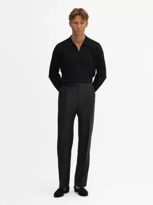 Black S130 Wool Oscar Trousers (Wide Fit)