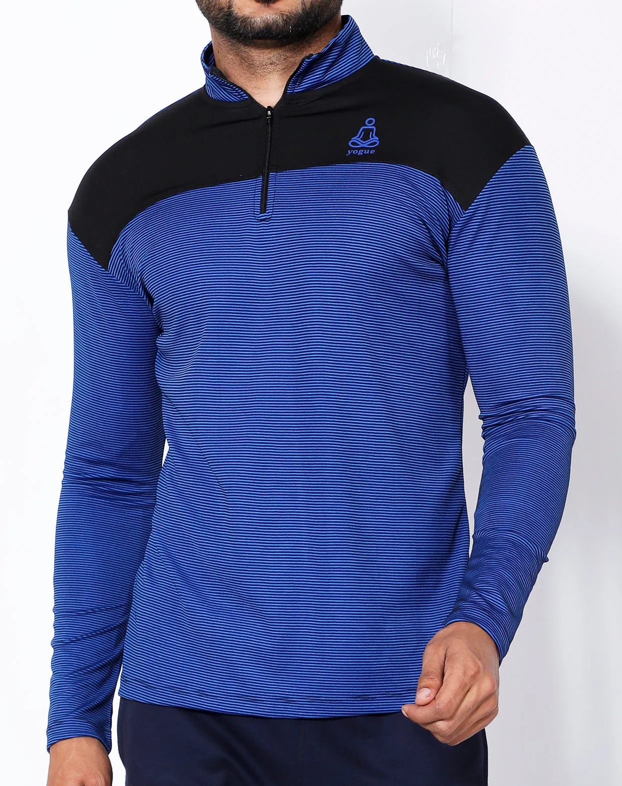 Blue Stripes Half Zipper