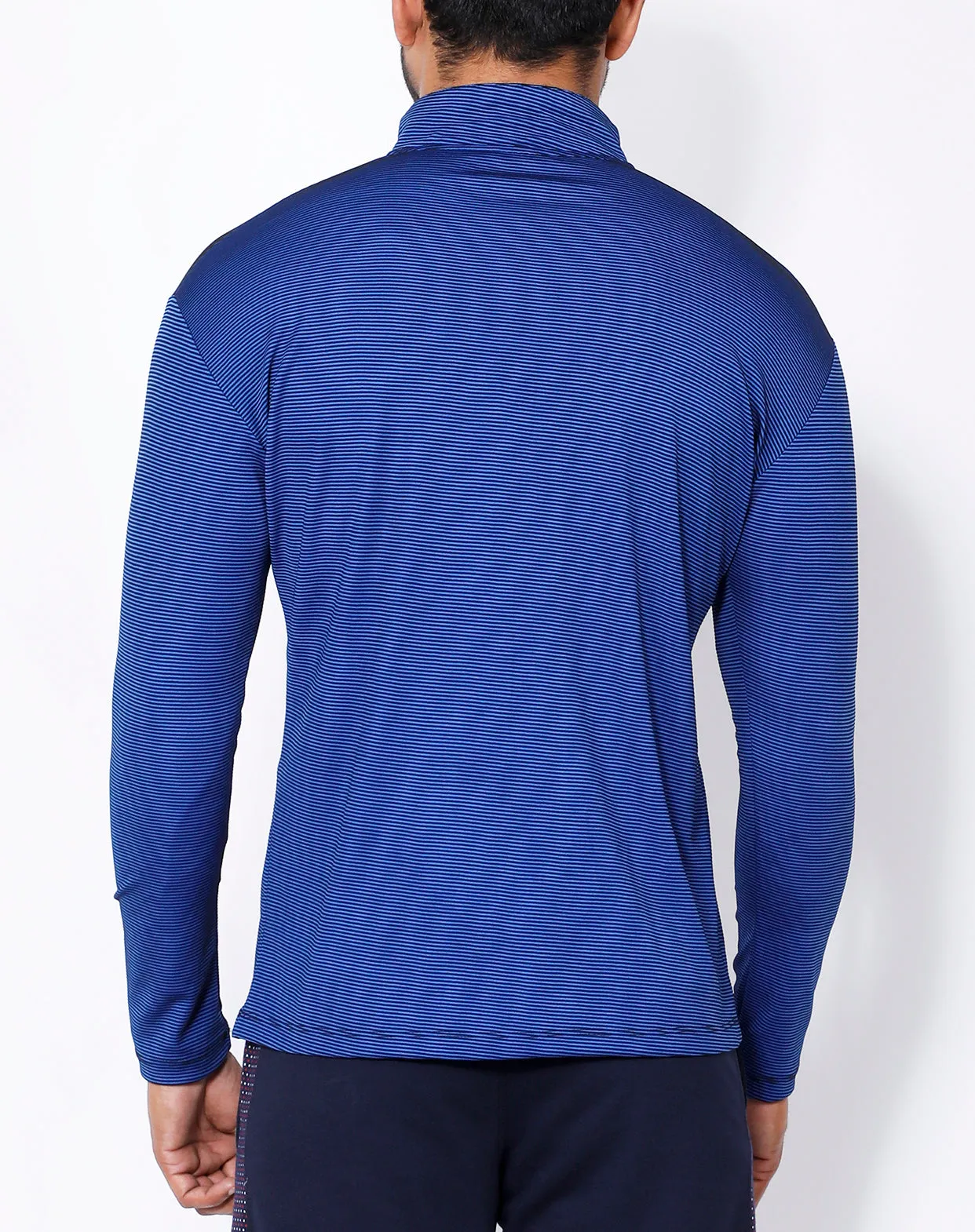 Blue Stripes Half Zipper