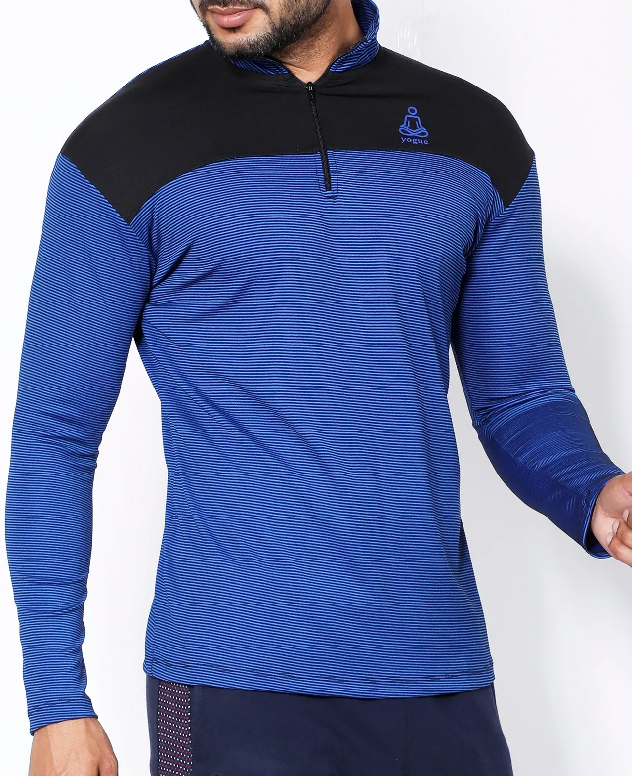 Blue Stripes Half Zipper
