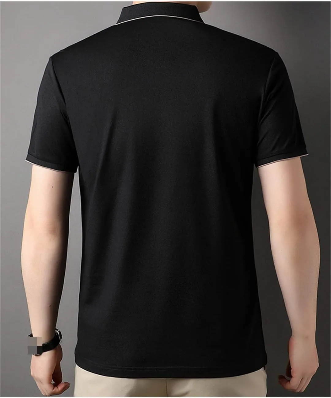 Bollrllr Mulberry Silk Golf Men's Polo Shirts Solid Short Sleeve Zipper Male T-Shirts Cotton Man Tees