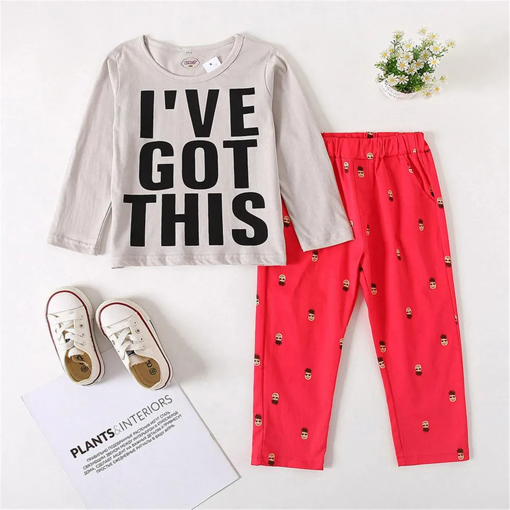 Boys Letter Printed Long Sleeve Top & Pants Wholesale Boys Clothing Suppliers