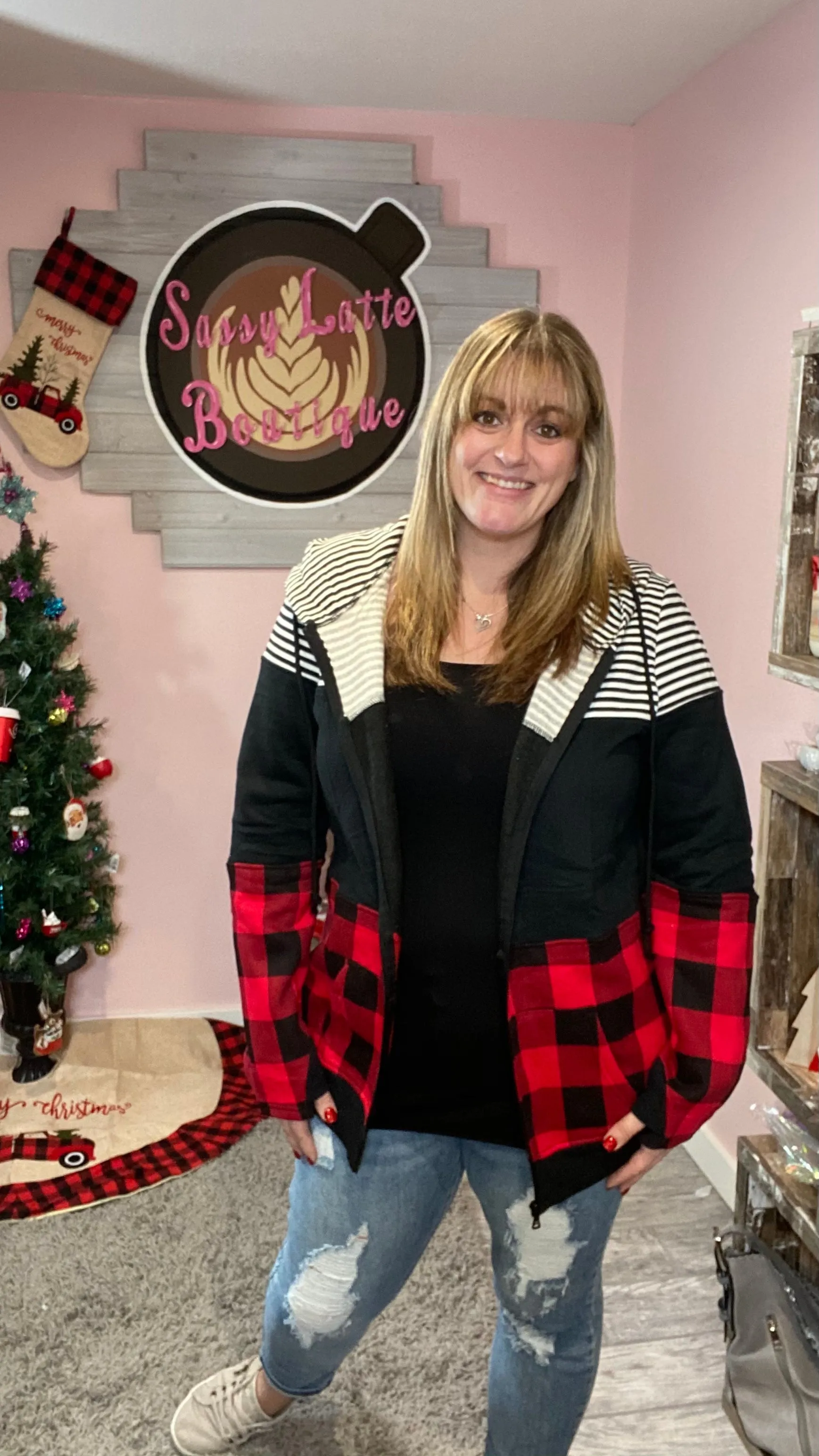 Buffalo Plaid Full Zip Hoodie
