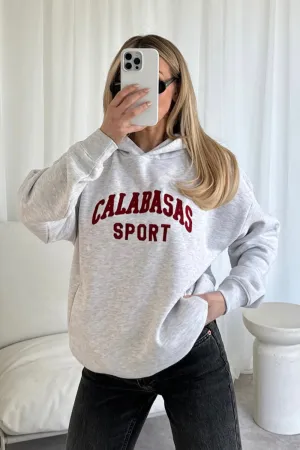 Calabasas marl grey embroidered premium relaxed hoodie