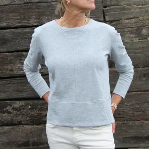 Celia Perfect Length Tee in Light Heathered Gray - Long Sleeve