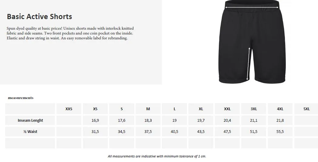 Clique Active Shorts | Unisex Activewear | Elastic Waist | Front Pockets | 5 Colours | XS-4XL