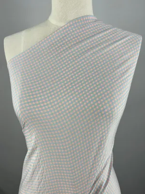 Cotton Poly - Mini Gingham Pale Pink & Blue - 150cm