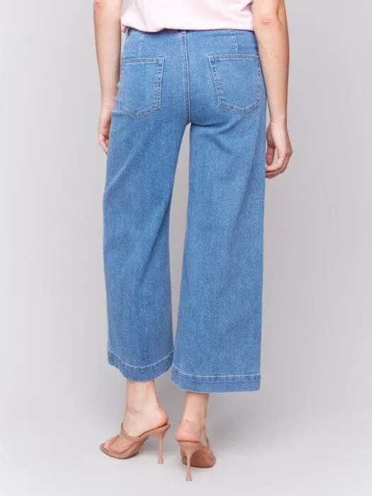 CROPPED FLARE LIGHT BLUE JEAN WITH FRONT POCKETS