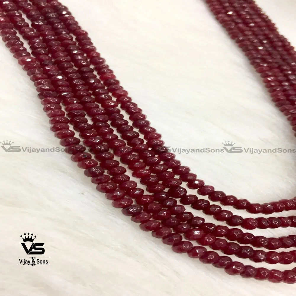 Crystal Necklace / Imitation Ruby Mala With Tops