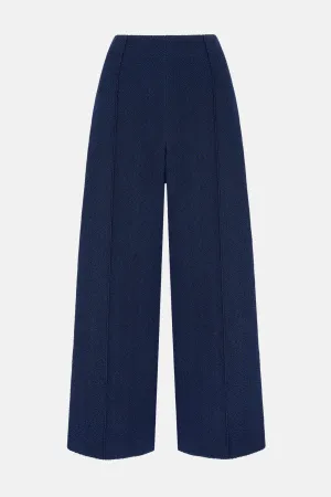 Daffy Trousers In Dark Navy Cotton Boucle