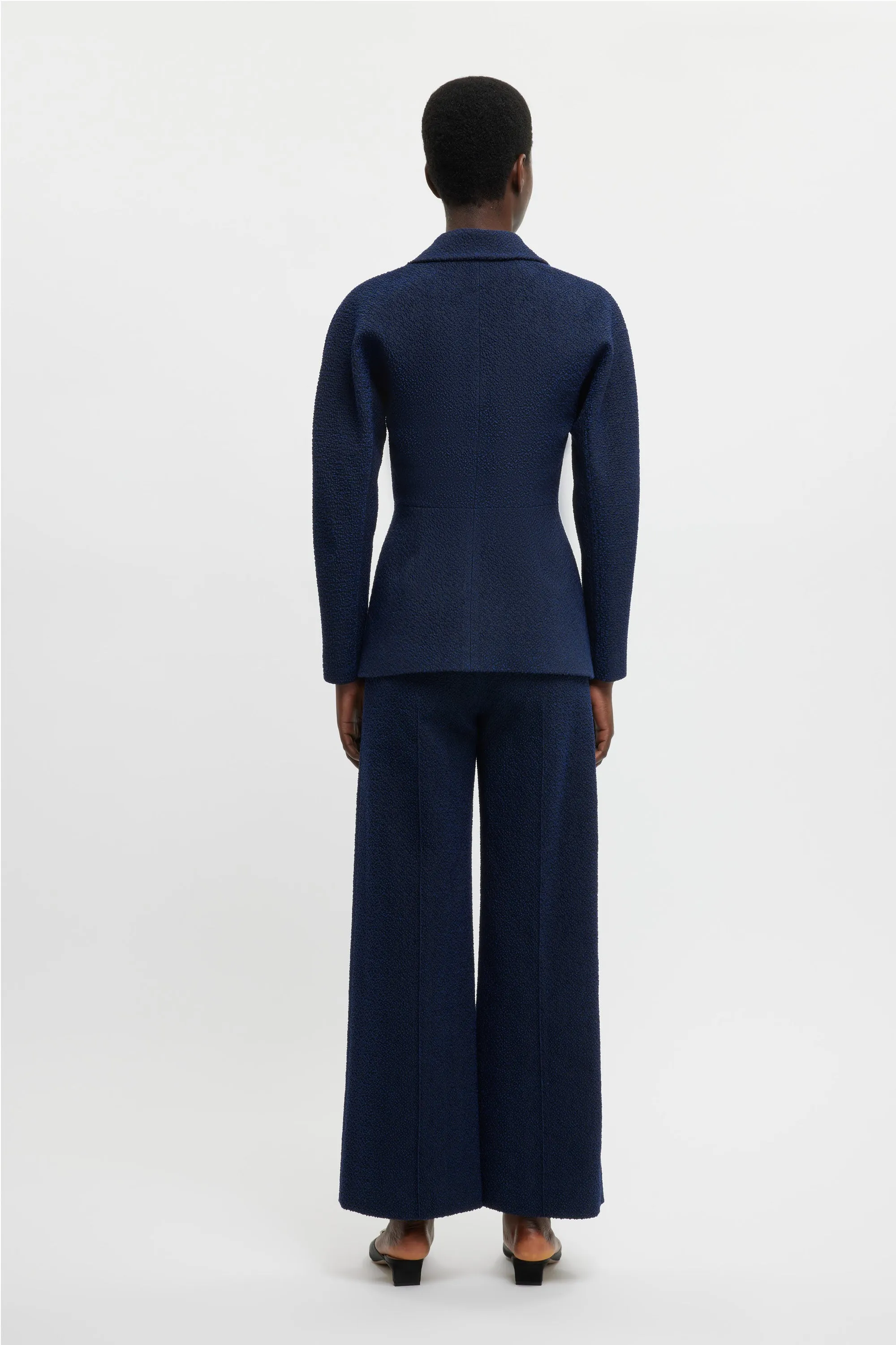Daffy Trousers In Dark Navy Cotton Boucle