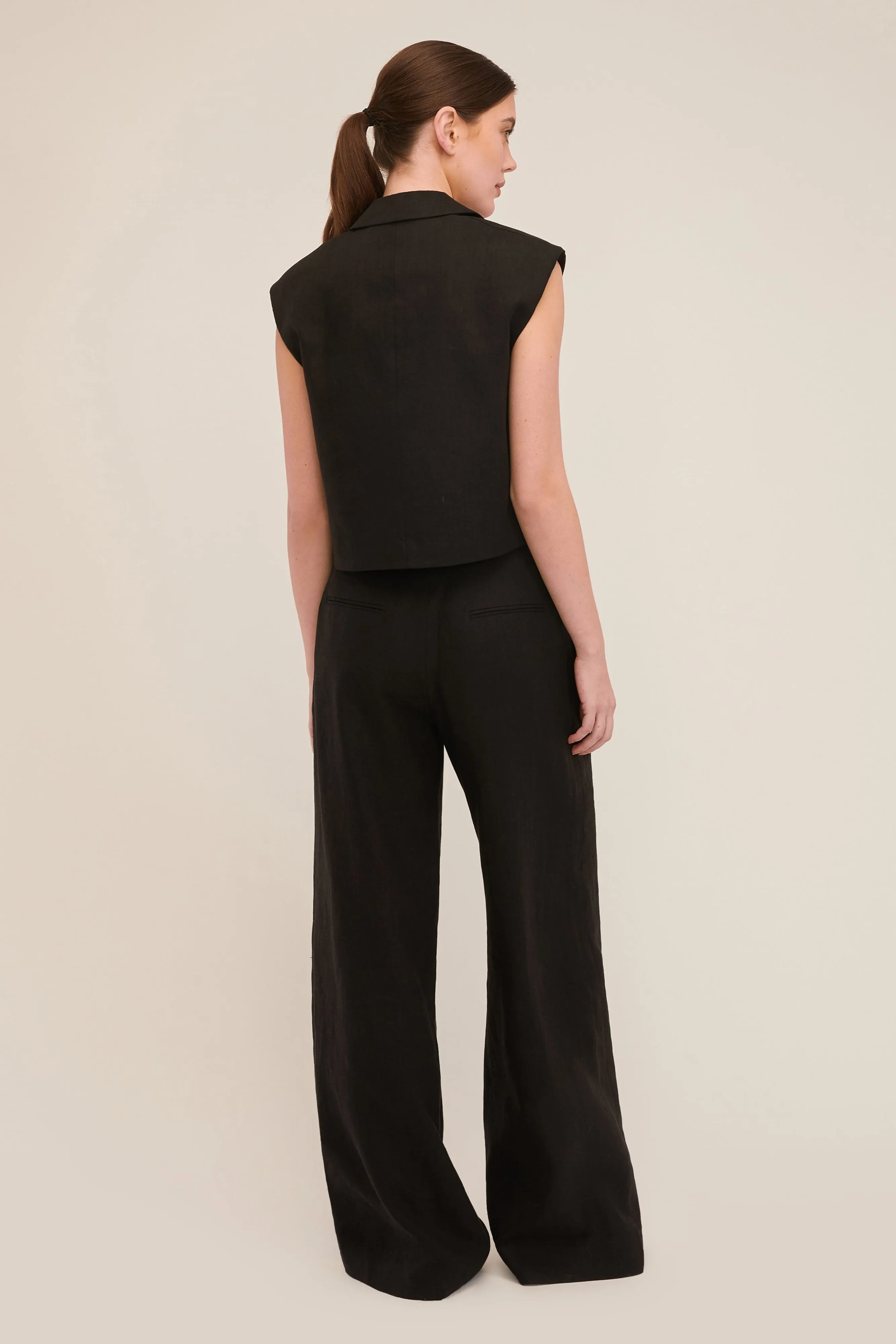 Dana Deep V Linen Blazer Vest