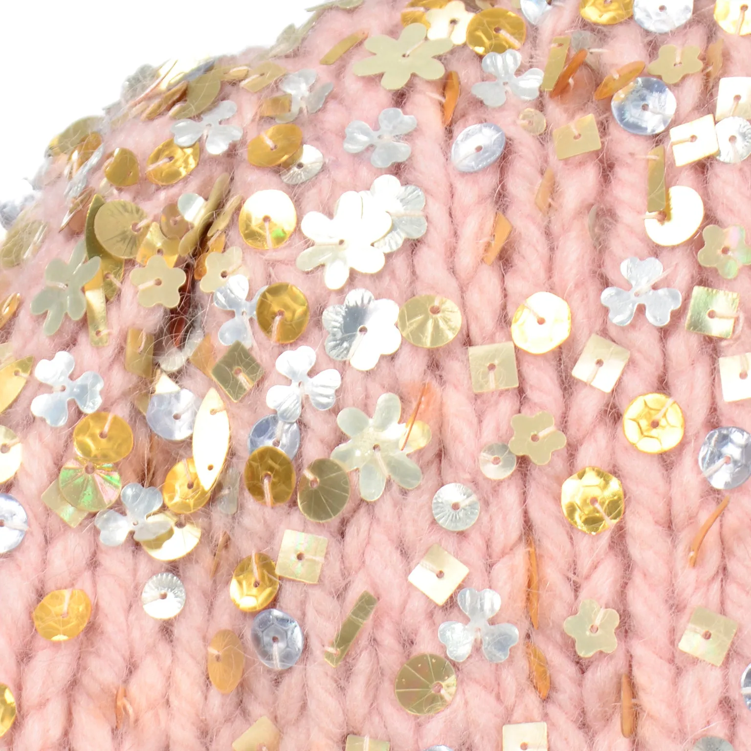 Dries Van Noten Pink Mohair Wool Cropped Sweater with Sequins