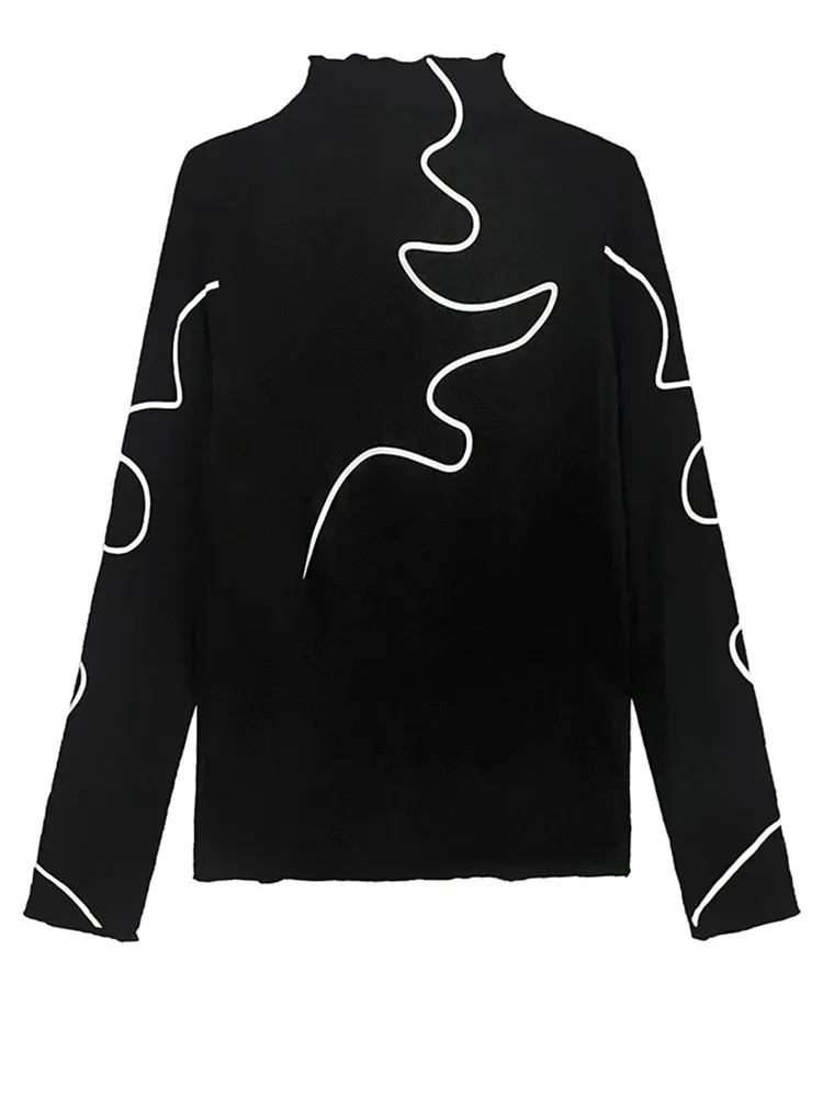 Eve Long Sleeve Black and White Turtleneck