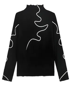 Eve Long Sleeve Black and White Turtleneck