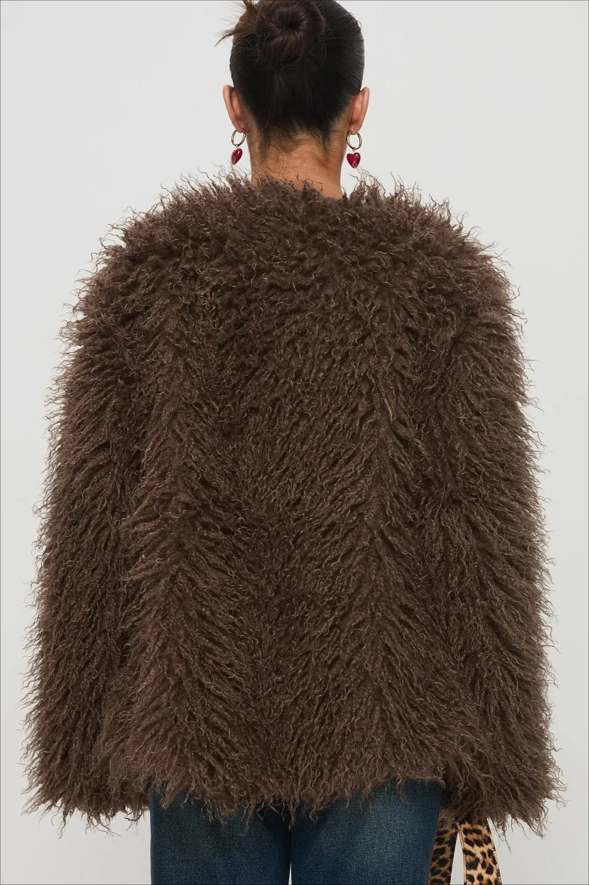 Fluffy Brown Faux Fur Oversized Jacket
