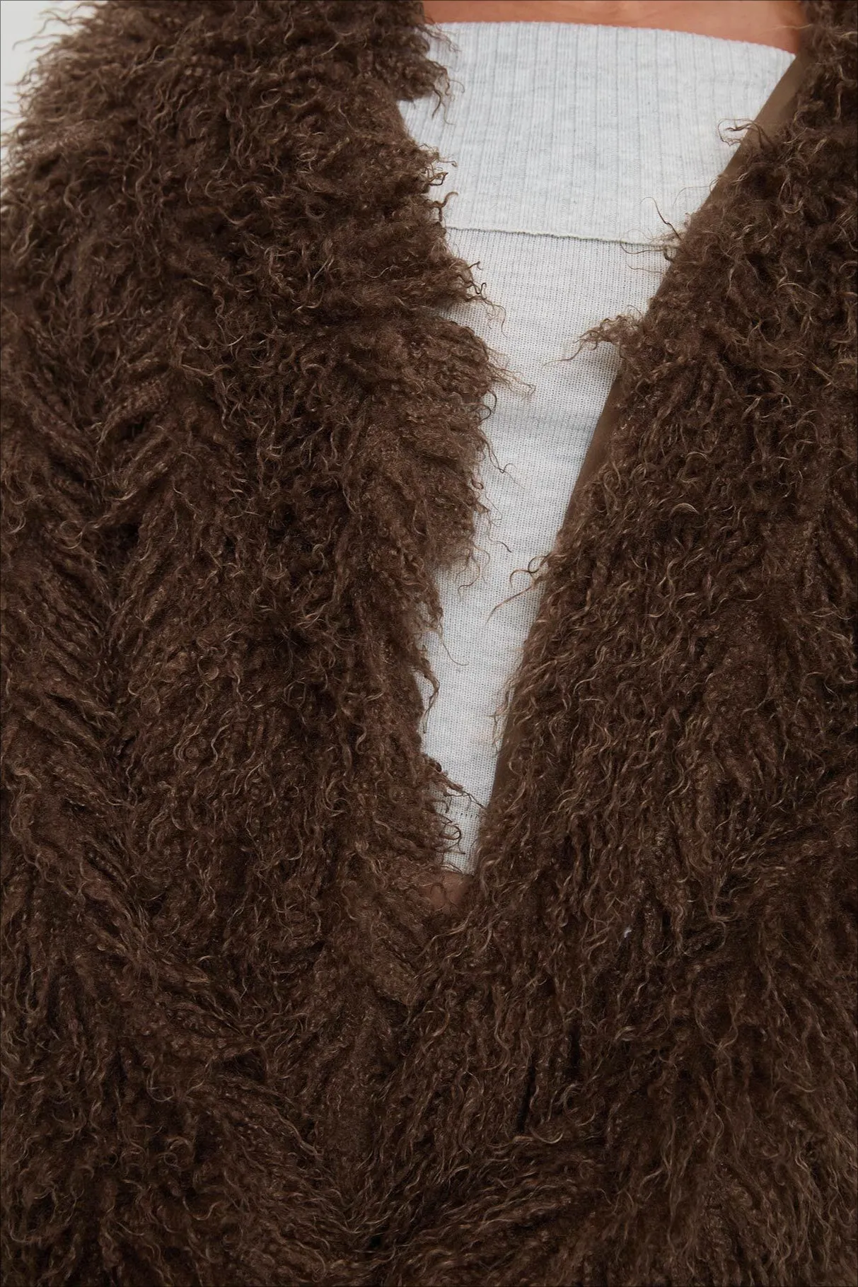 Fluffy Brown Faux Fur Oversized Jacket