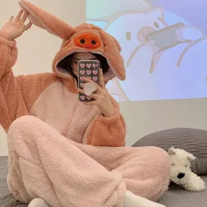Fluffy Piggy Pyjama 1-Piece Set