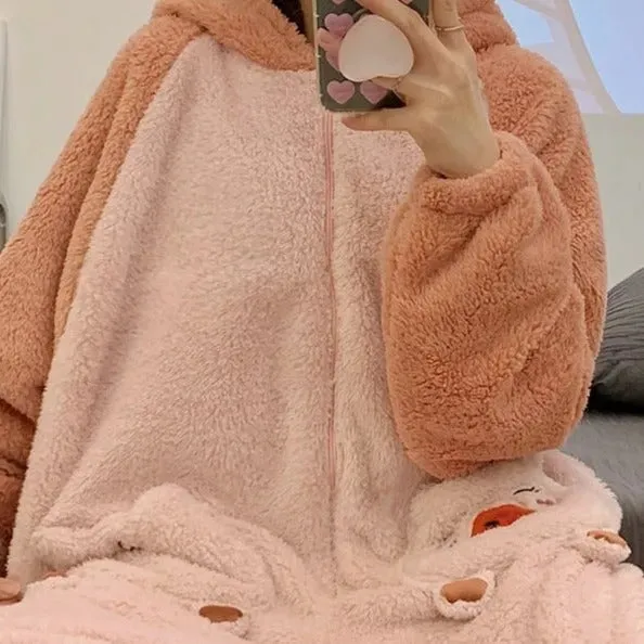 Fluffy Piggy Pyjama 1-Piece Set