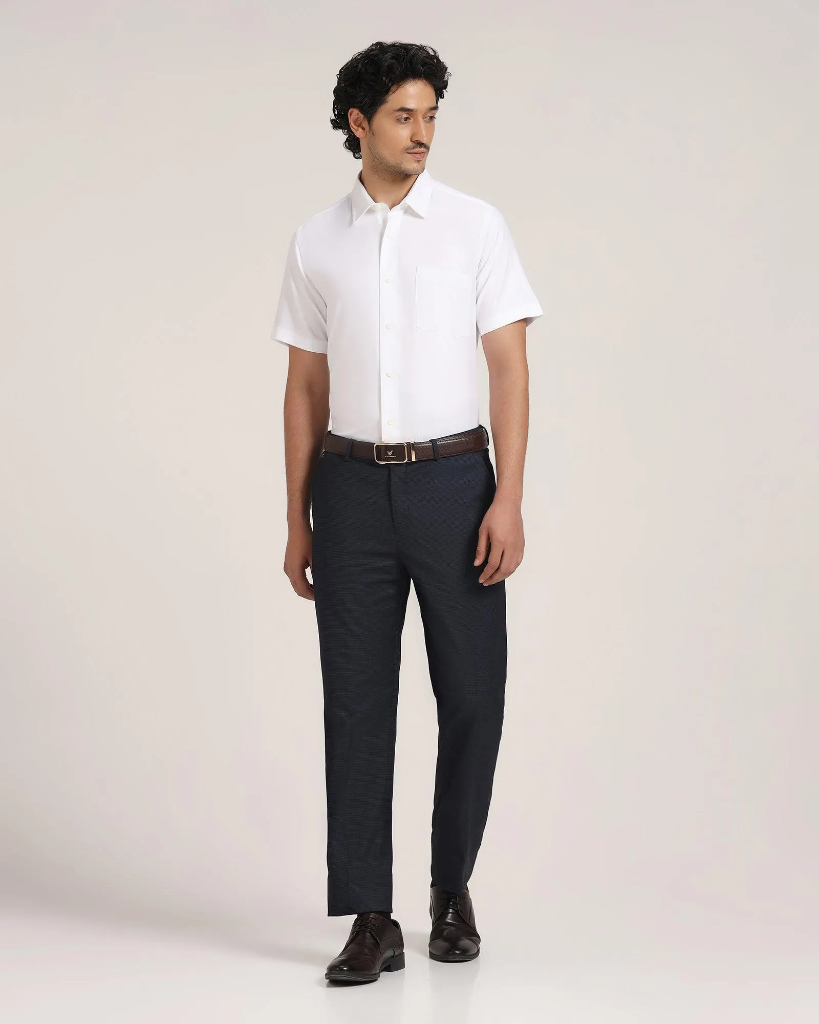 Formal Half Sleeve White Solid Shirt - Beetle