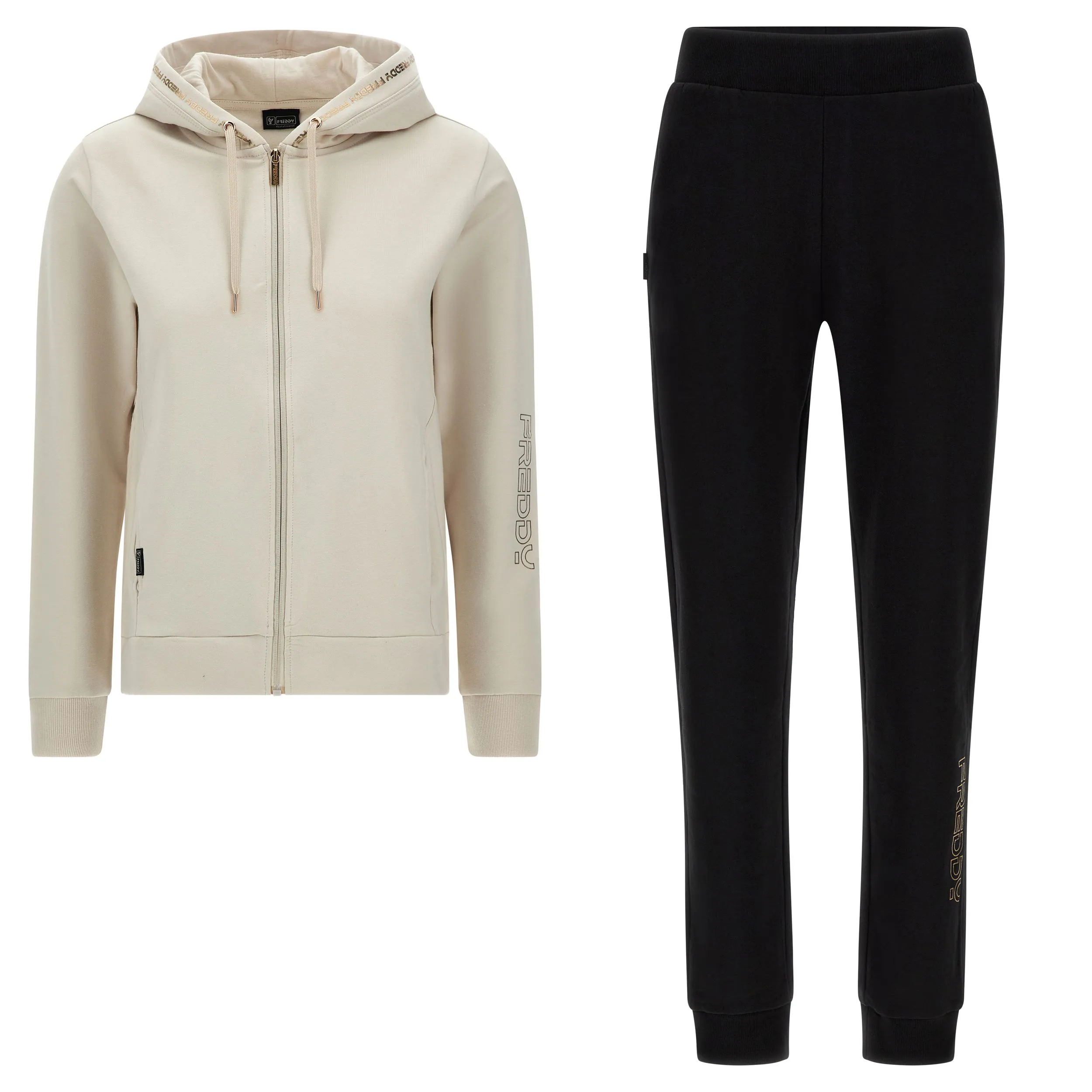 Freddy Full Zip Hooded Tracksuit F3WTRK4 Z40N Moonbeam-Black