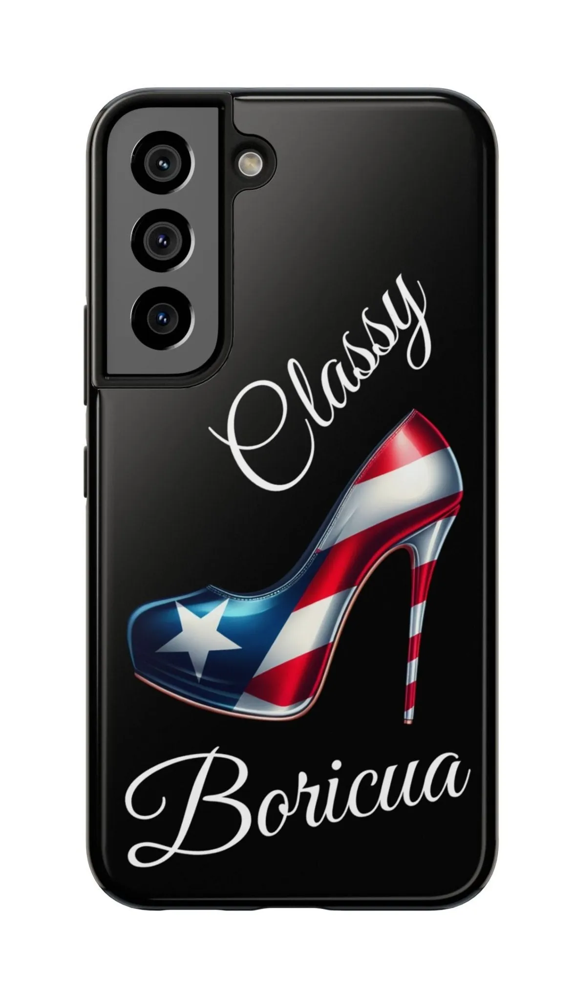 Galaxy Tough Black Phone Case Classy Boricua Stiletto - Puerto Rico Flag   -Weeeepa!