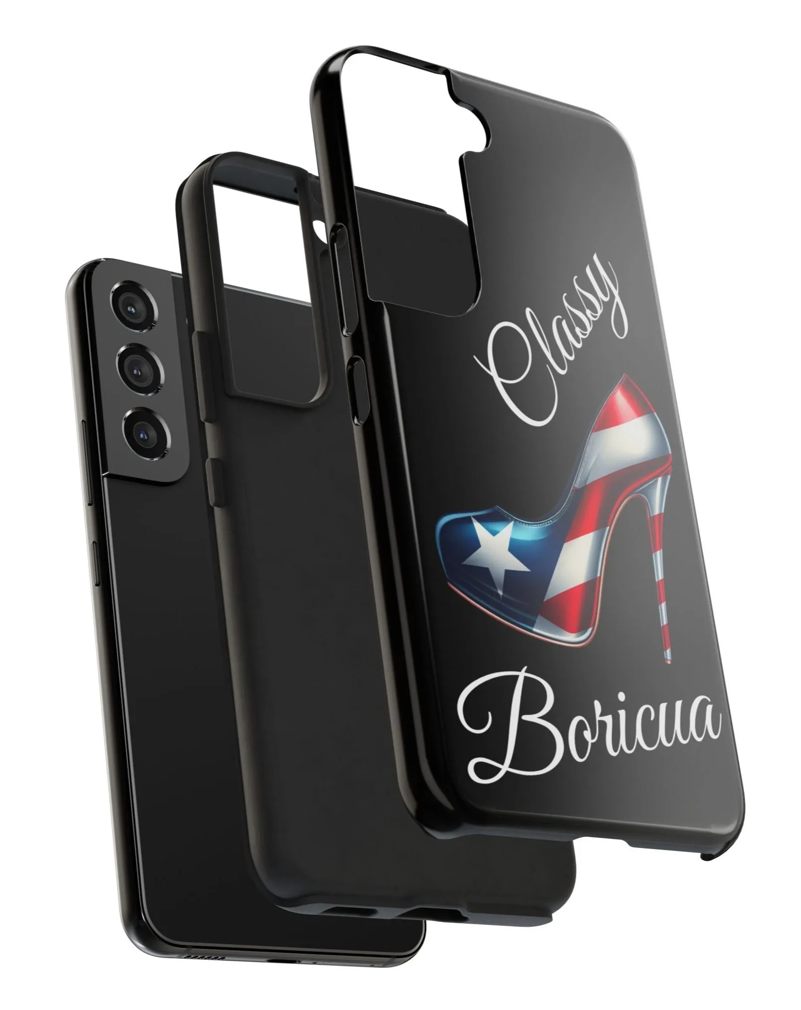 Galaxy Tough Black Phone Case Classy Boricua Stiletto - Puerto Rico Flag   -Weeeepa!