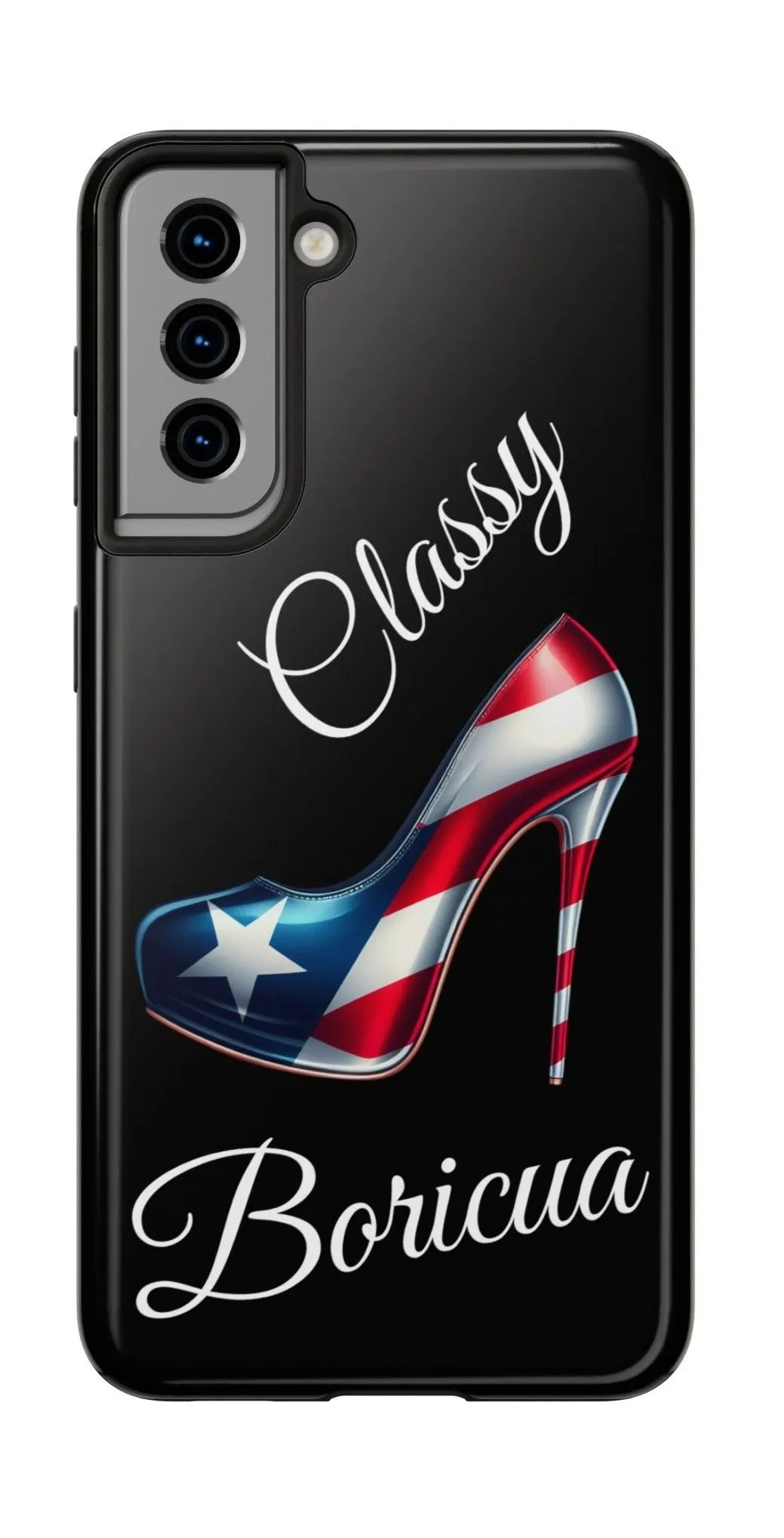 Galaxy Tough Black Phone Case Classy Boricua Stiletto - Puerto Rico Flag   -Weeeepa!