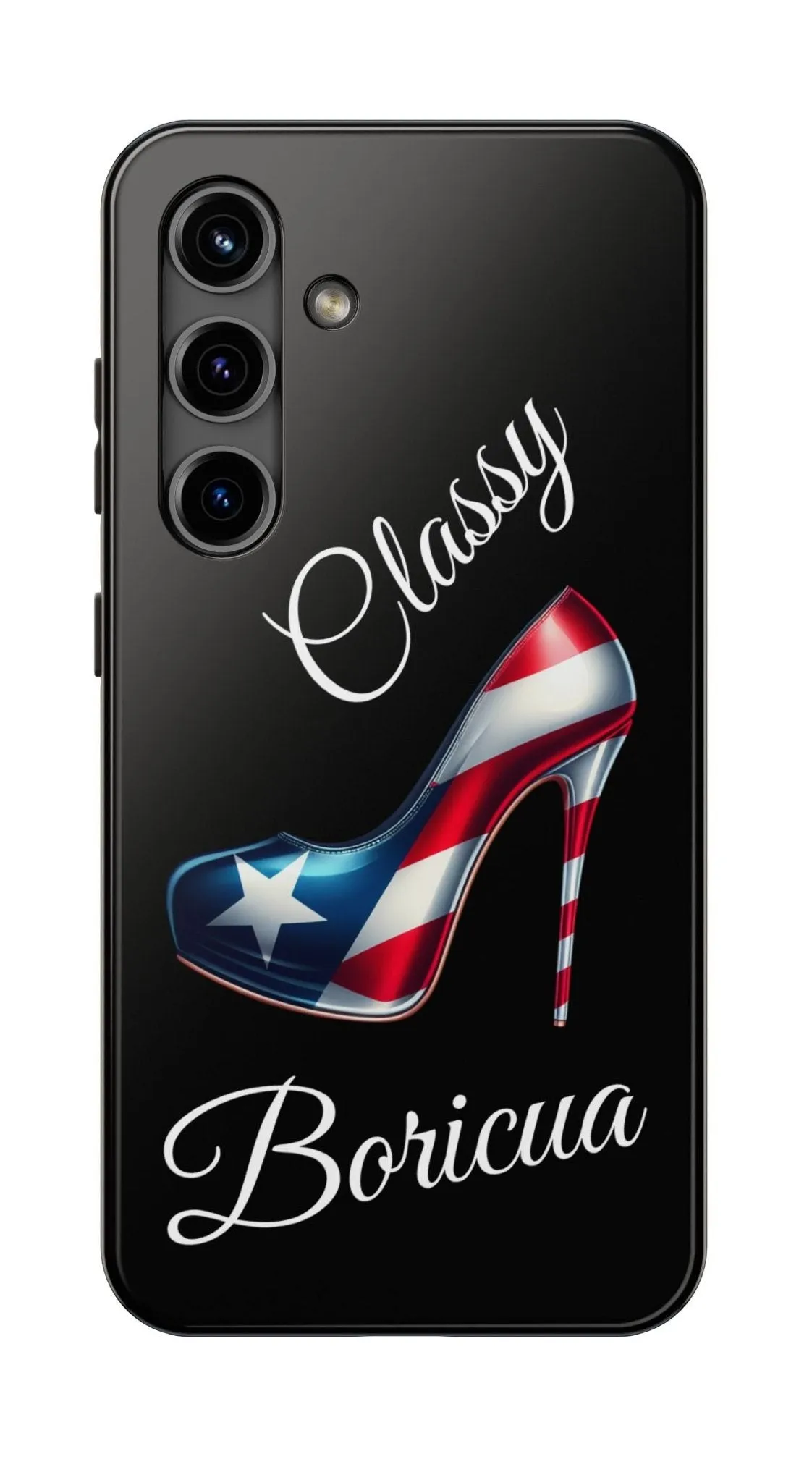 Galaxy Tough Black Phone Case Classy Boricua Stiletto - Puerto Rico Flag   -Weeeepa!