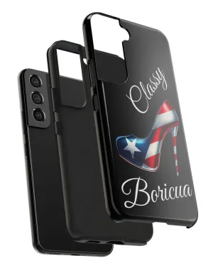 Galaxy Tough Black Phone Case Classy Boricua Stiletto - Puerto Rico Flag   -Weeeepa!