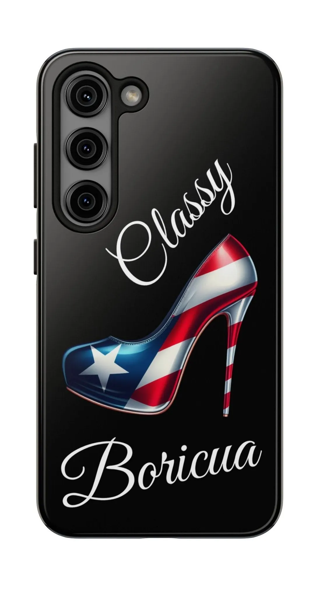 Galaxy Tough Black Phone Case Classy Boricua Stiletto - Puerto Rico Flag   -Weeeepa!