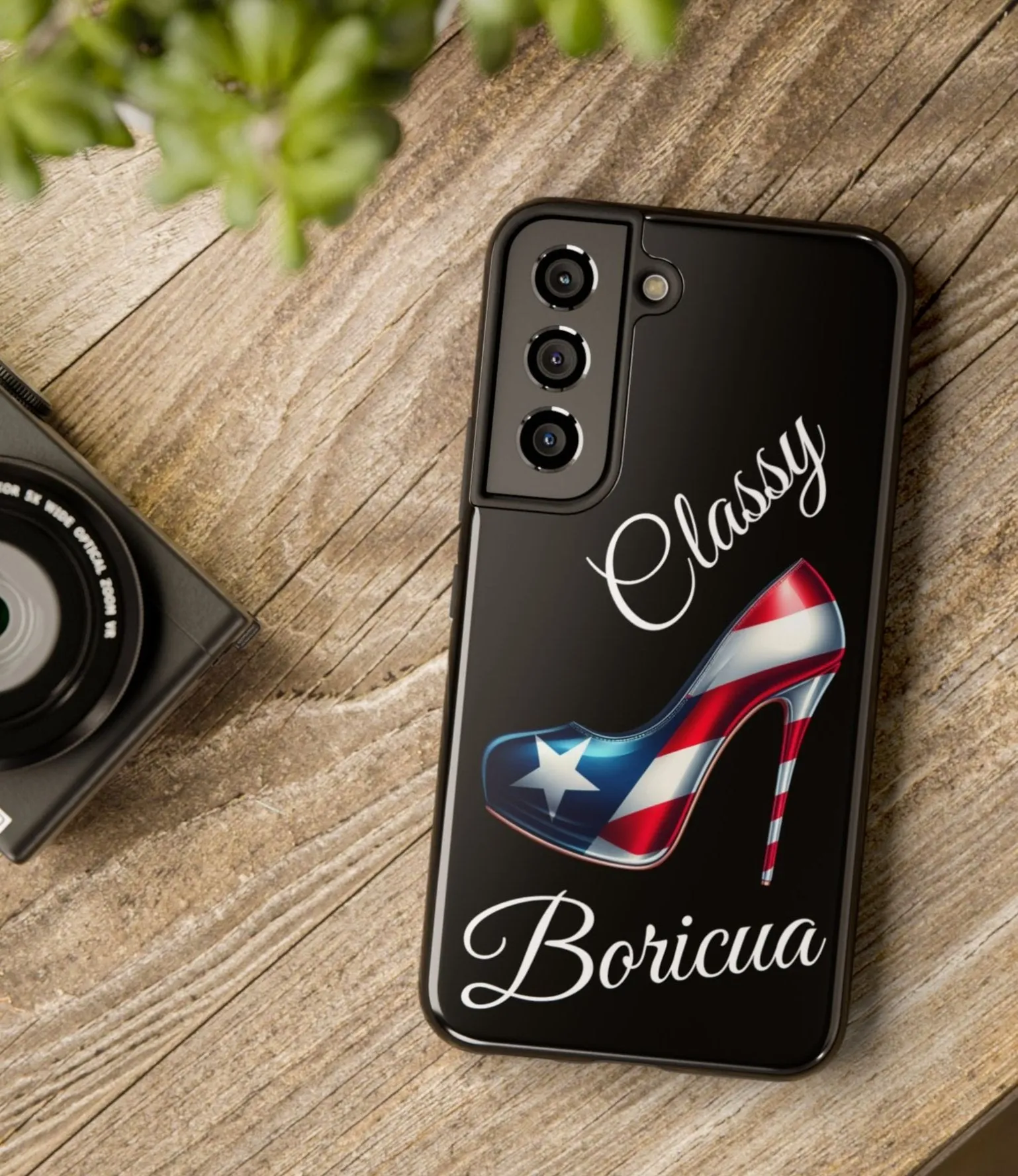 Galaxy Tough Black Phone Case Classy Boricua Stiletto - Puerto Rico Flag   -Weeeepa!