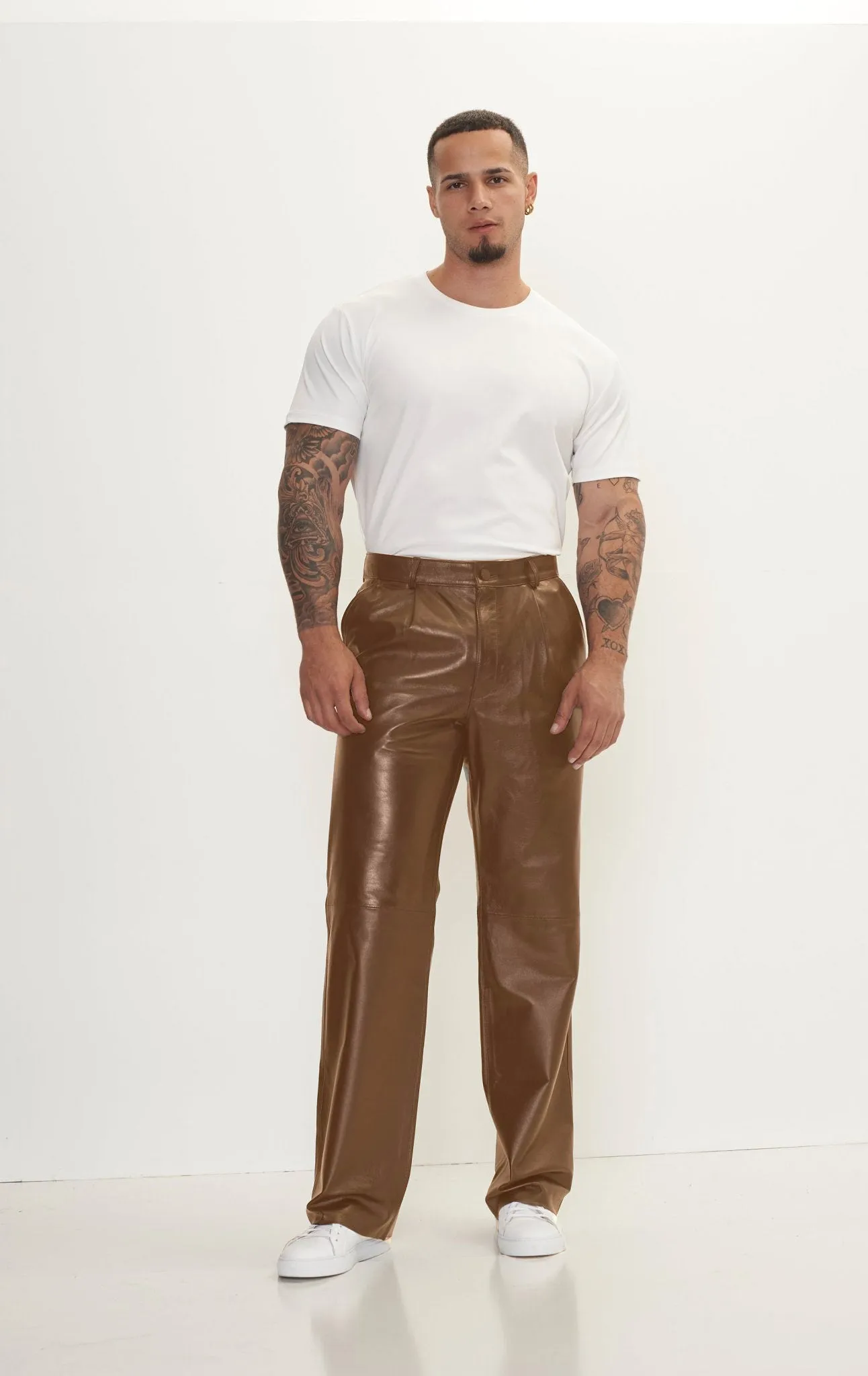 Genuine Lambskin Leather Trousers - Brown