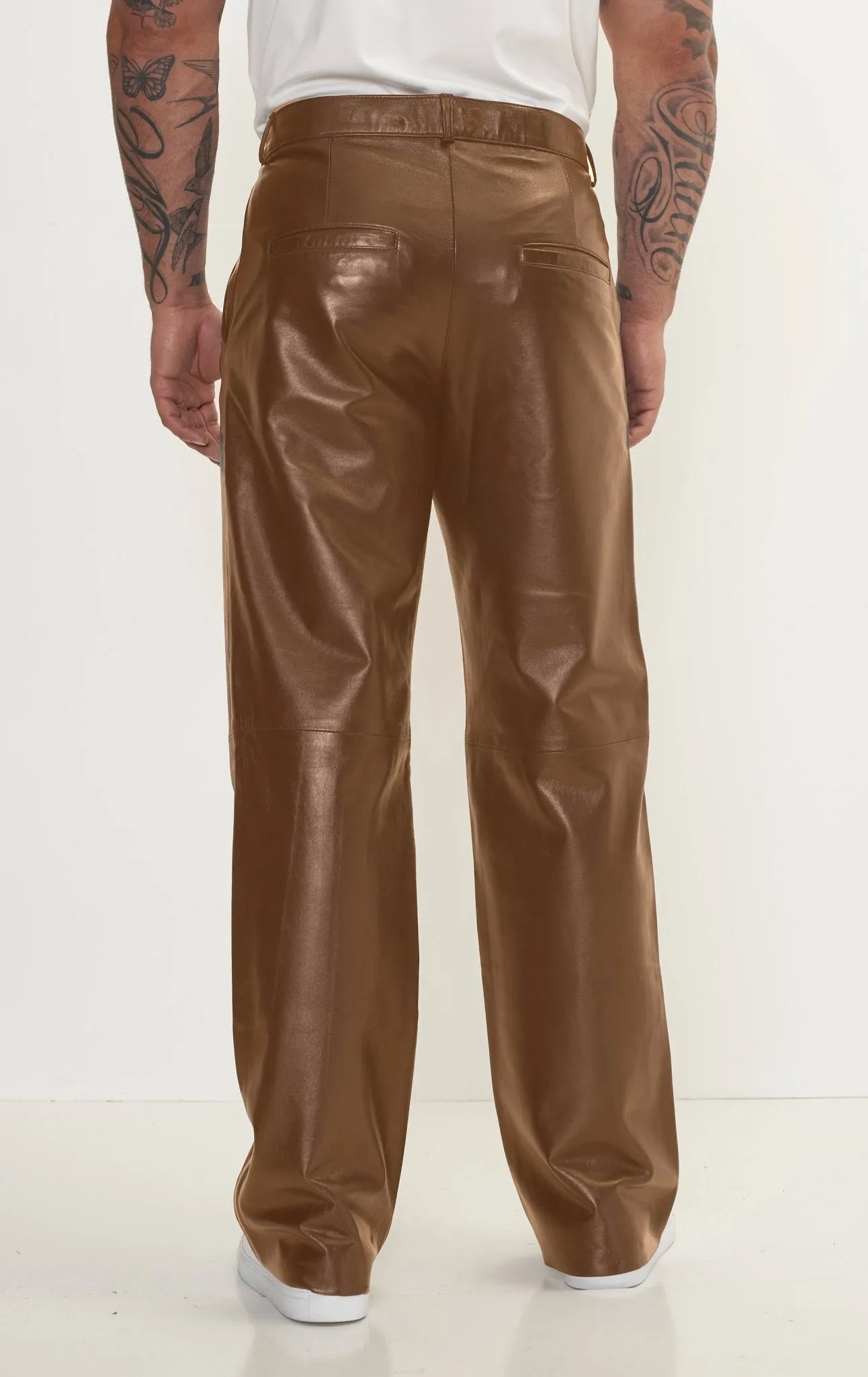 Genuine Lambskin Leather Trousers - Brown