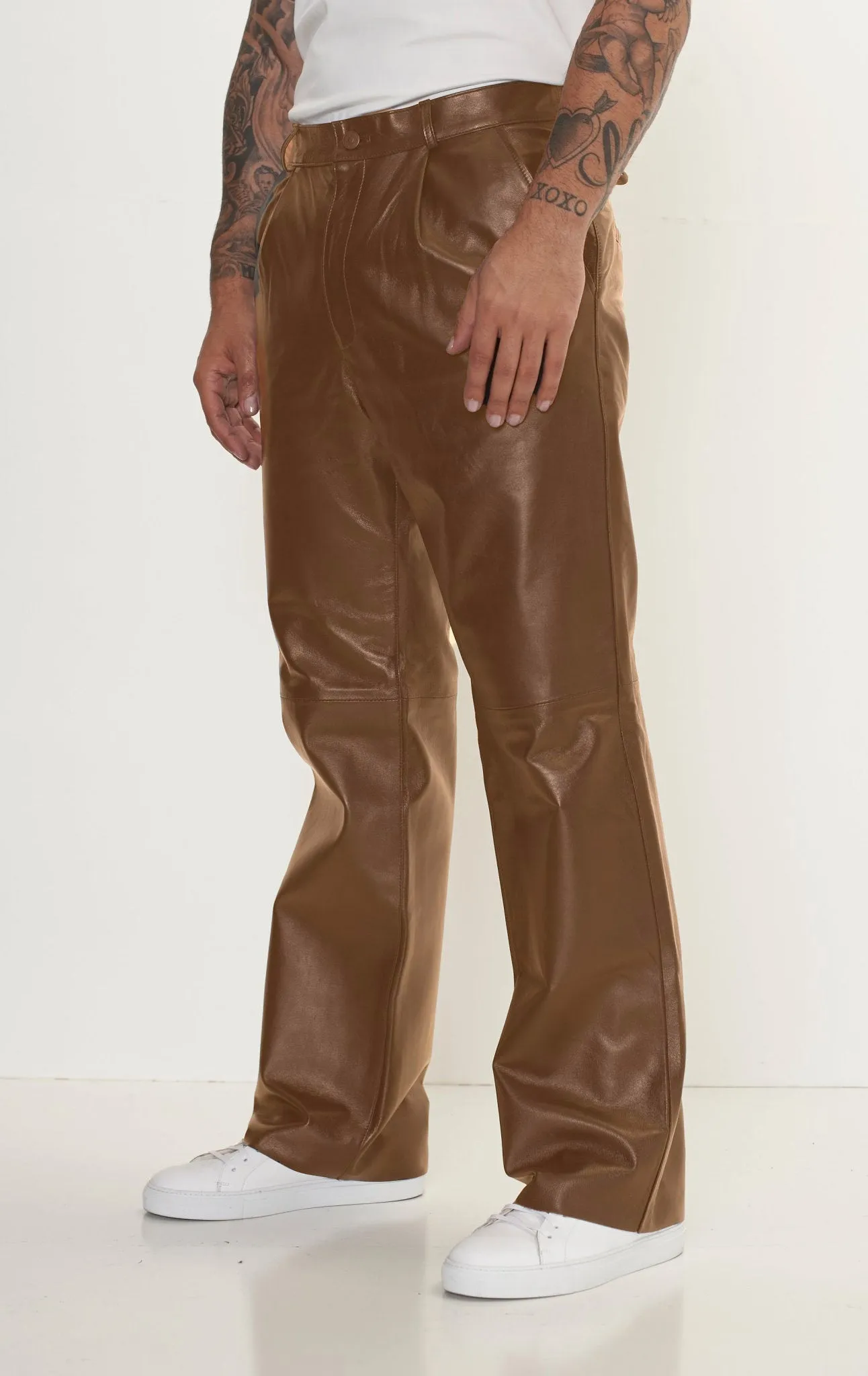 Genuine Lambskin Leather Trousers - Brown