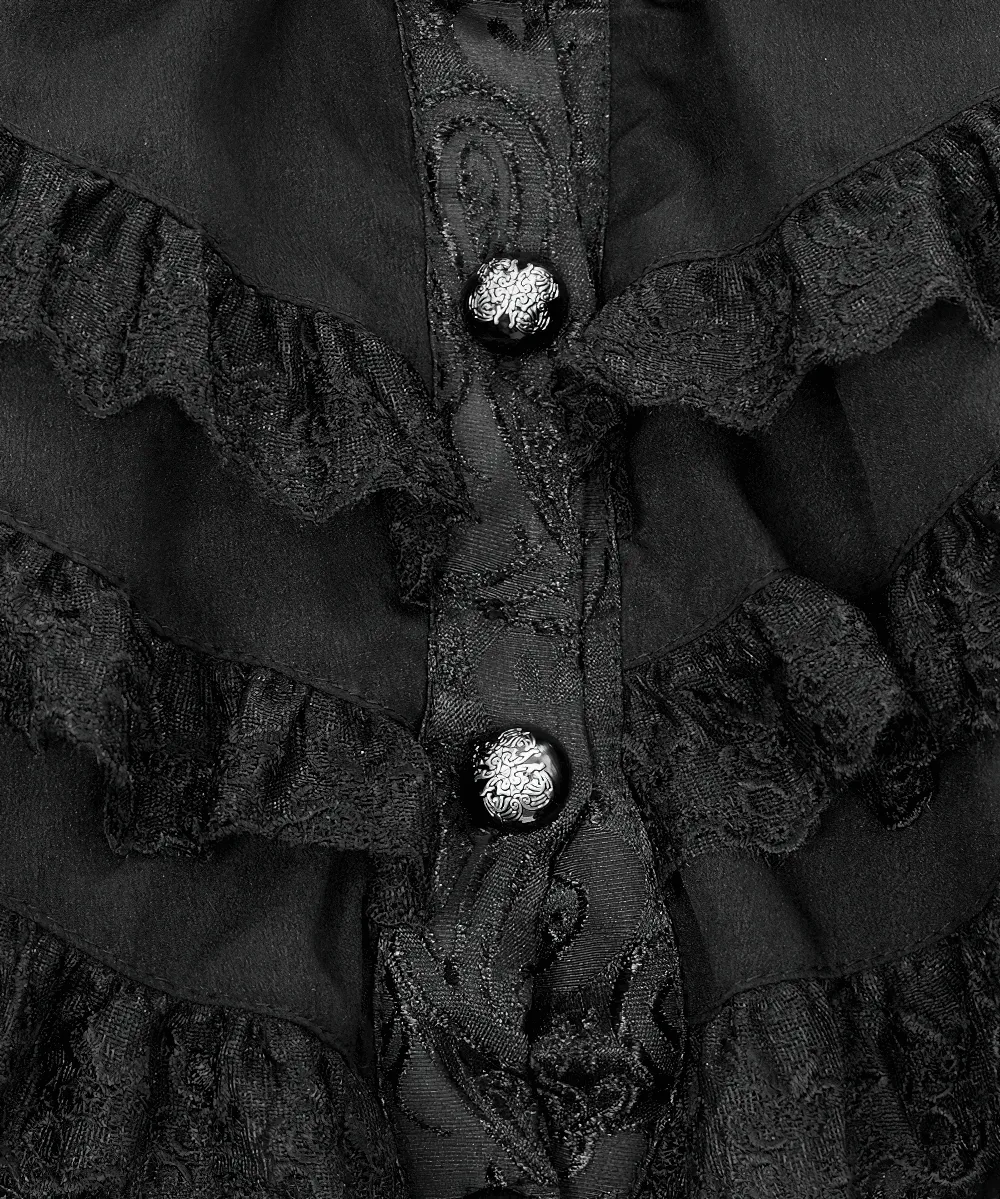 Gothic Ruffle Jacket with Lace Sleeves for Women
