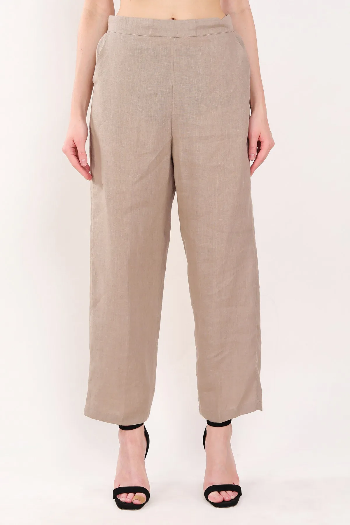 Khakhi Linen Straight Pants