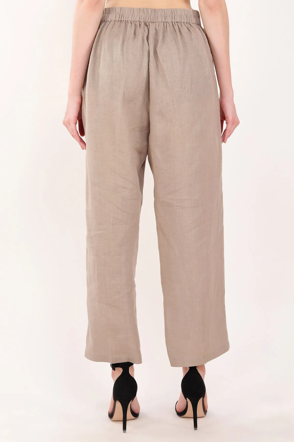 Khakhi Linen Straight Pants