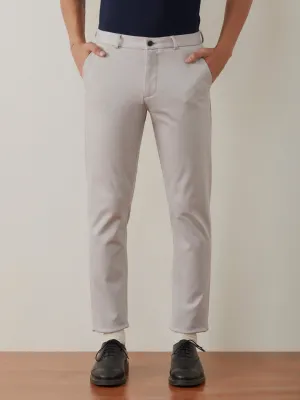 Light Grey Plain Bi-Stretch Trousers