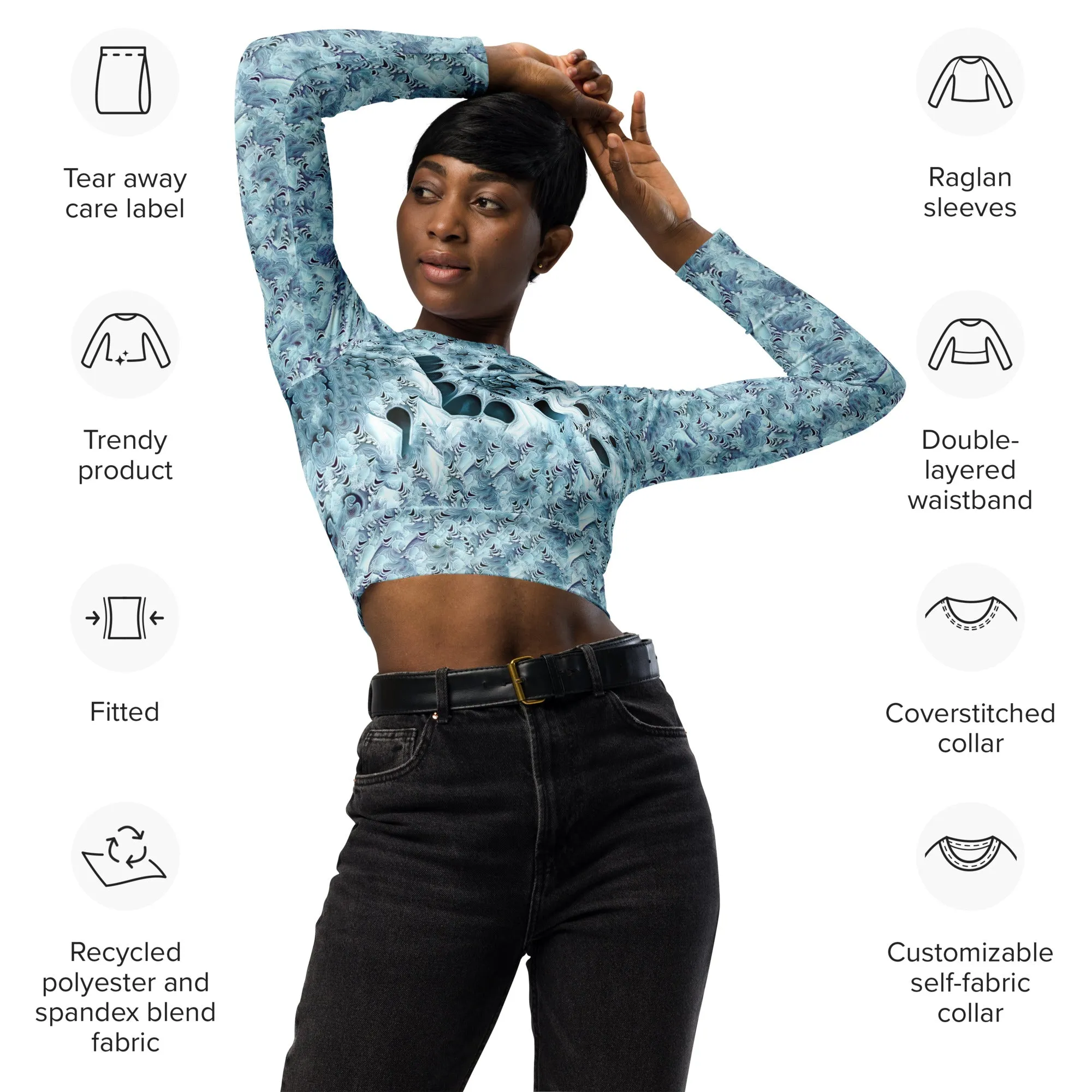 Long-Sleeve Crop Top Microscopic Ice