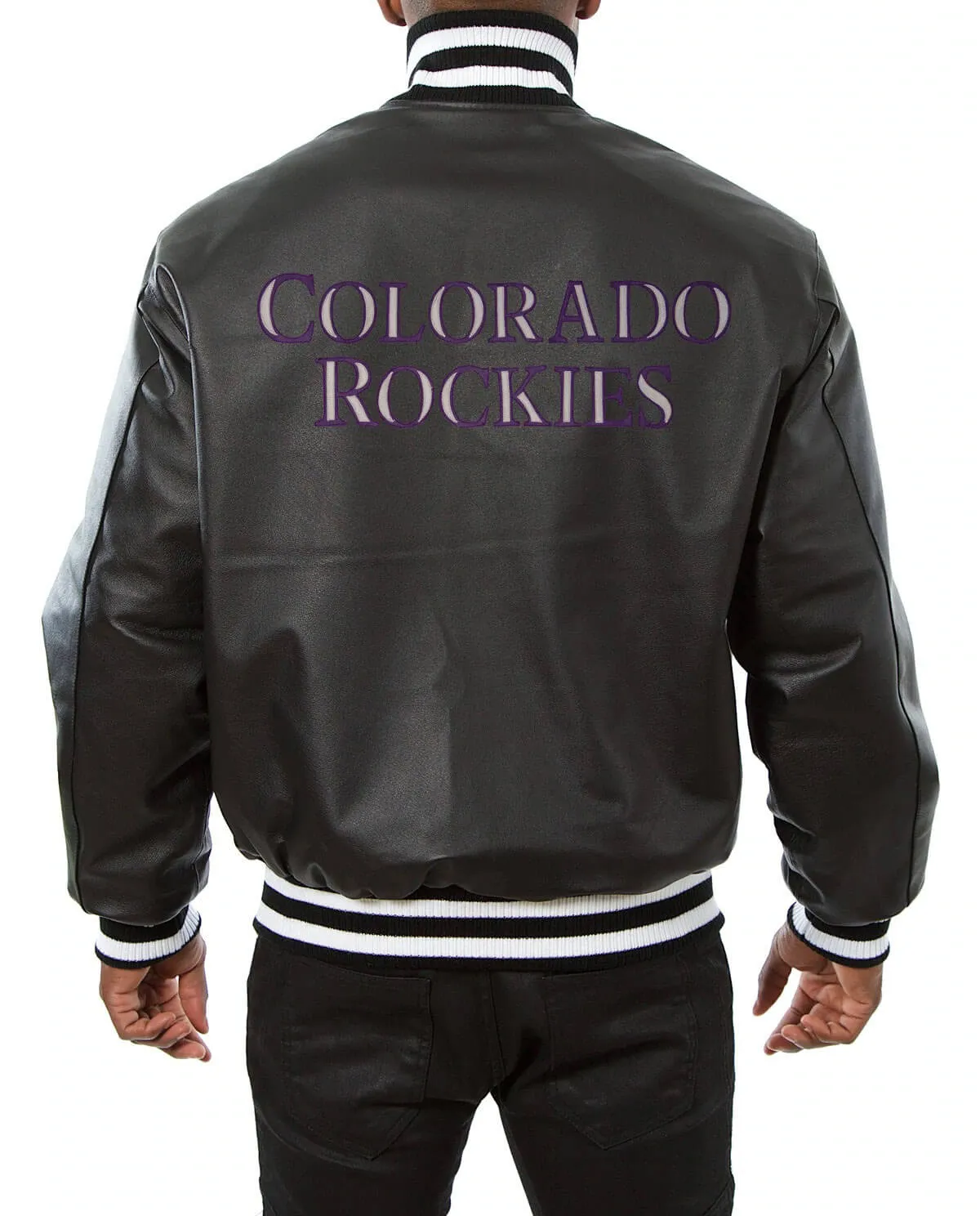 MLB Colorado Rockies Black Leather Jacket