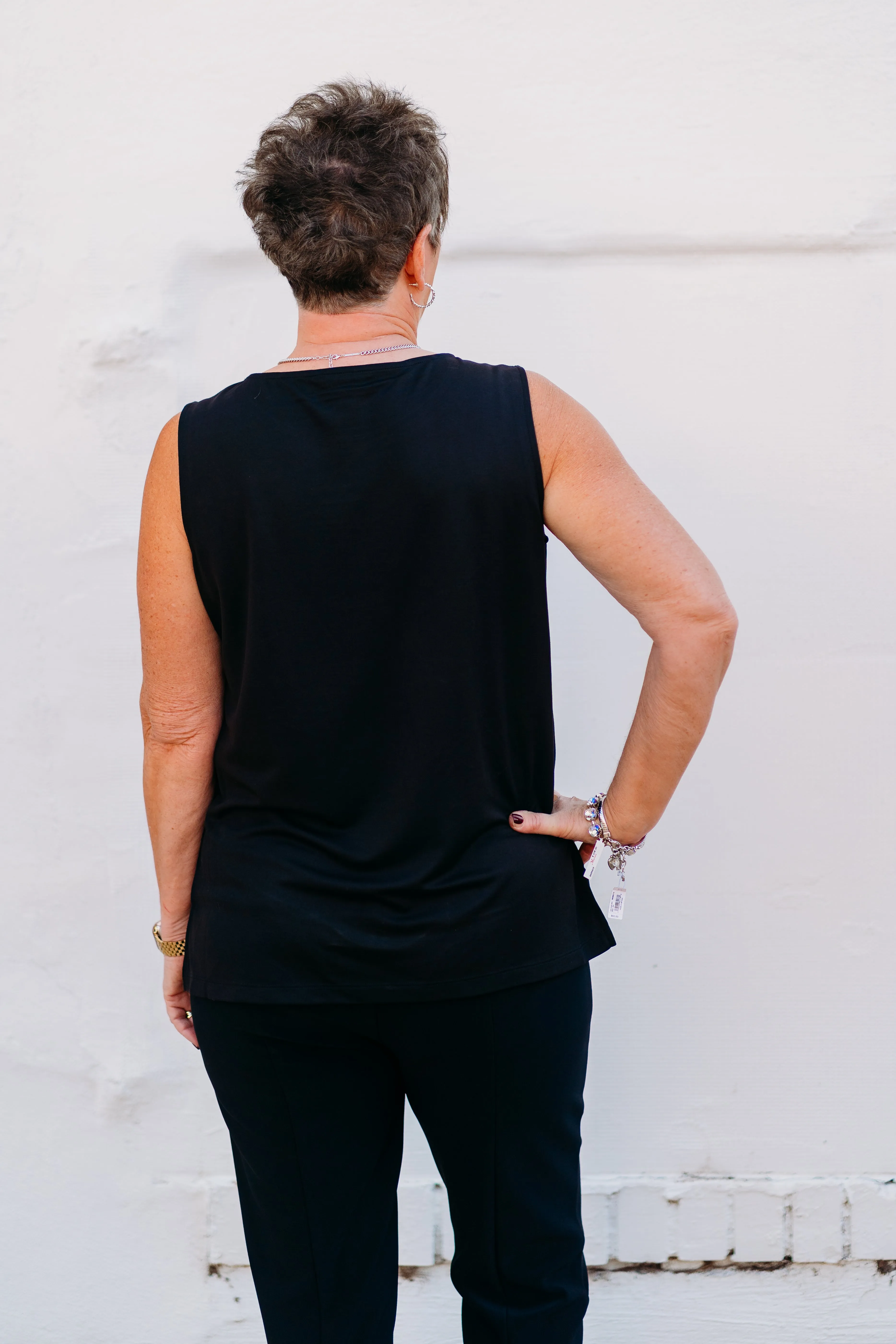 Multiples: Scoop Neck Solid Knit Tank Top M44102TM - 001 Black